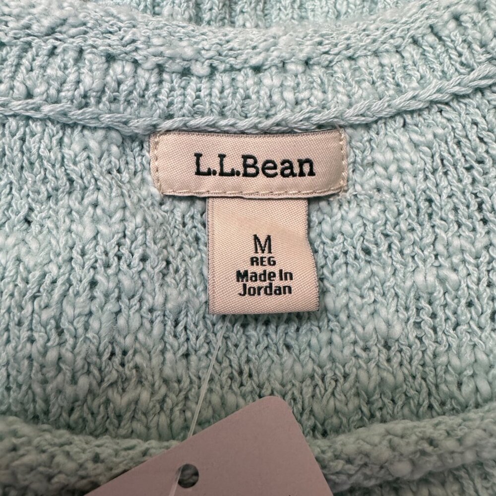 L.L.Bean Sweater Women’s M Medium Turquoise Rollneck Midweight Cotton Slub NWT - Picture 3 of 8